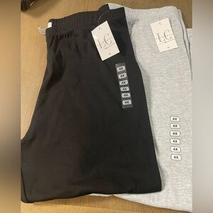 NWT LC Fashions Soft Comfy Plus Size Leggings Black, Gray 4X